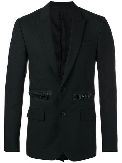 Shop Givenchy Oversized Zip Detail Blazer - Black