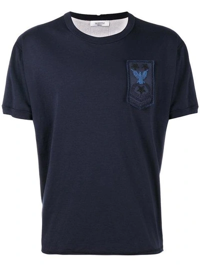 Valentino T-shirt With Embroidered Military Patch In Dark Blue