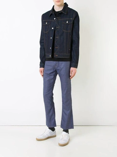 Shop Junya Watanabe Contrast Pockets Bootcut Jeans In Blue