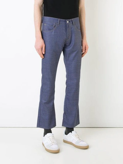 Shop Junya Watanabe Contrast Pockets Bootcut Jeans In Blue