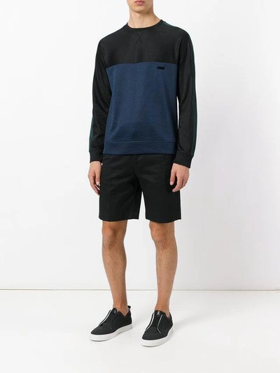 Shop Ami Alexandre Mattiussi Sweatshirt In Colour-block-optik - Schwarz In Black