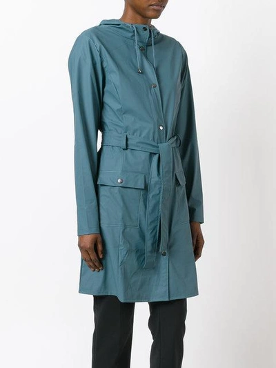 Shop Rains Belted Coat - Blue