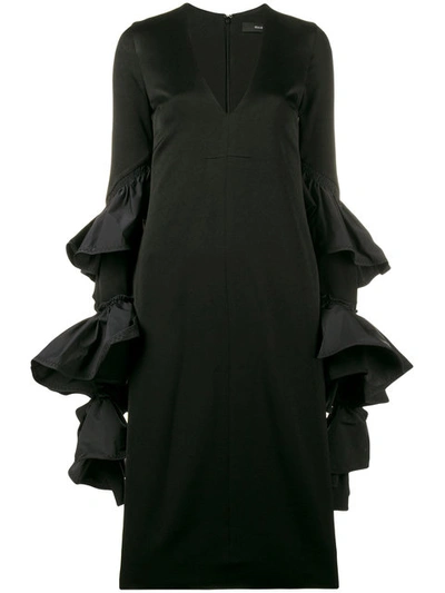 Ellery Molotov Ruffle Sleeve Dress In Black