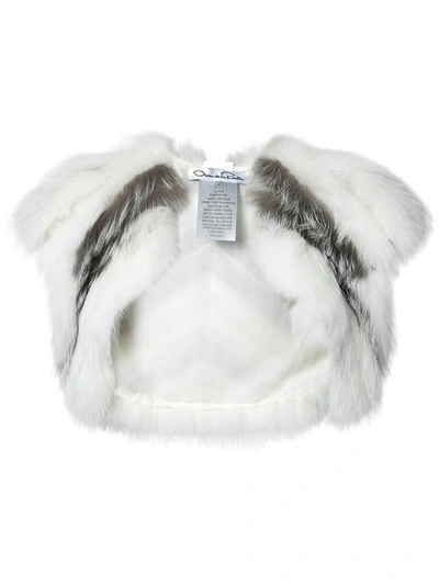 Oscar De La Renta Striped Fox Fur Bolero In Arctic Marble