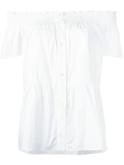 Red Valentino Off The Shoulder Button Up Top In White