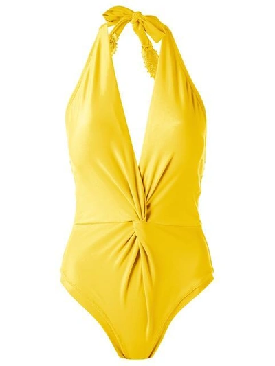 Shop Martha Medeiros Halterneck Swimsuit - Yellow