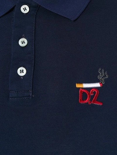 Shop Dsquared2 Cigarette Logo Polo Shirt - Blue