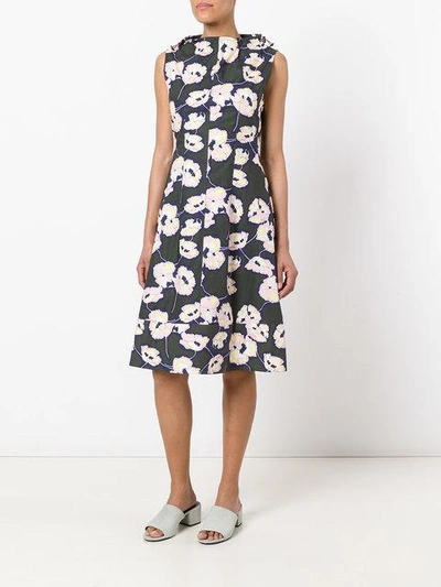 Shop Marni Floral Toggle Neck Dress