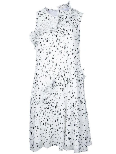 Shop Carven Dots Print Sleeveless Dress In White