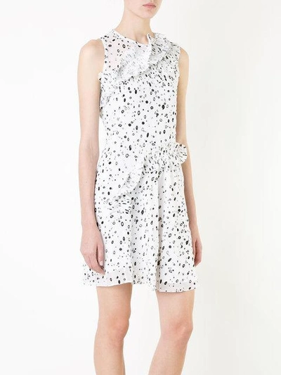 Shop Carven Dots Print Sleeveless Dress In White