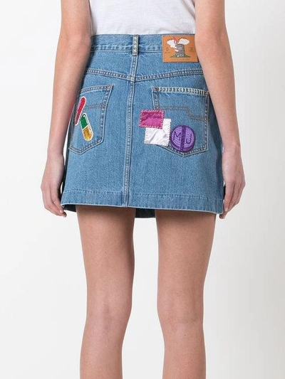 Shop Marc Jacobs Raw Edge Denim Mini Skirt In Blue