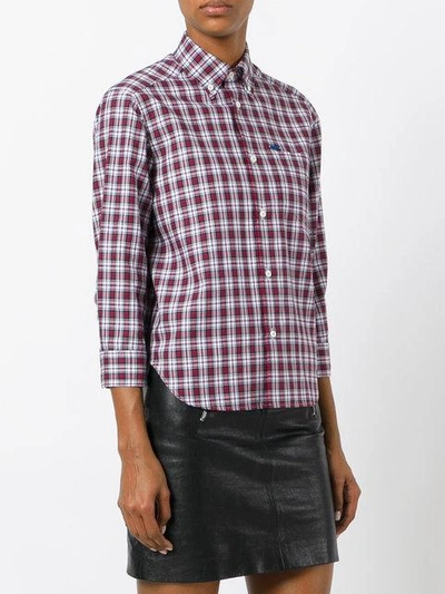 Shop Dsquared2 Cropped Sleeve Plaid Shirt - Multicolour