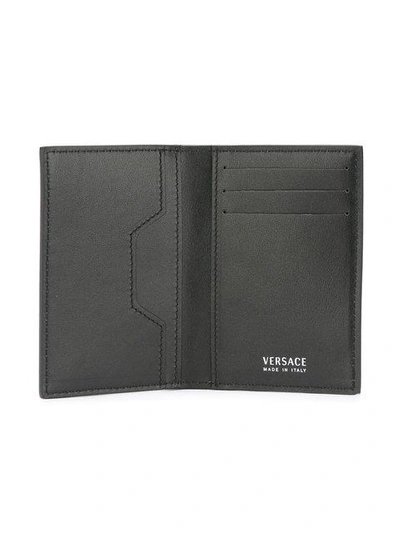 Shop Versace Foldover Cardholder In Black