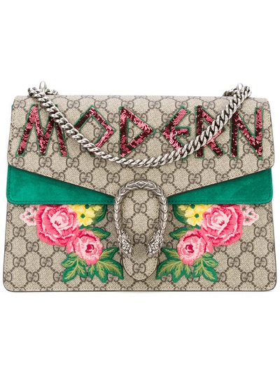 Gucci Dionysus Medium Embellished Appliquéd Coated-canvas And Suede Shoulder Bag