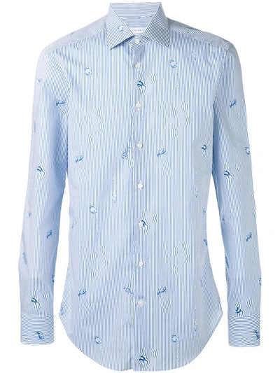 Shop Etro Tiny Fish Print Shirt