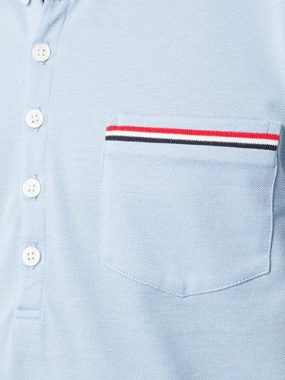 Shop Thom Browne Striped Trim Polo Shirt