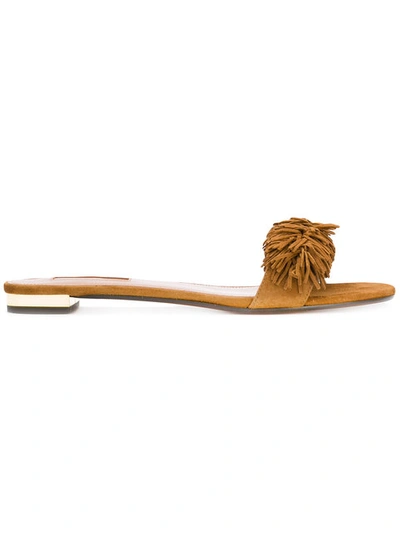 Shop Aquazzura 'wild Thing' Slide Sandals In Brown