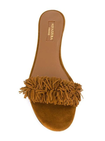 Shop Aquazzura 'wild Thing' Slide Sandals In Brown