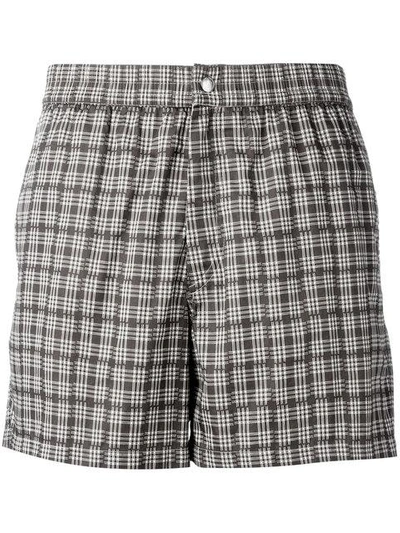 Brioni Checked Swimming Shorts - Brown