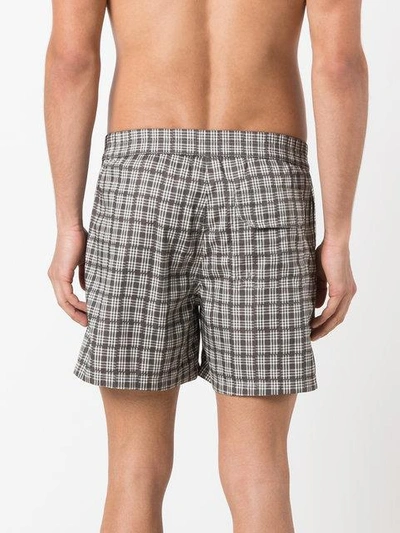 Shop Brioni Checked Swimming Shorts - Brown