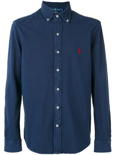 Shop Polo Ralph Lauren Embroidered Logo Shirt - Blue