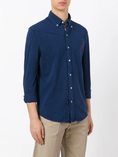 Shop Polo Ralph Lauren Embroidered Logo Shirt - Blue