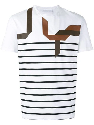 Shop Neil Barrett Abstract Striped T-shirt - White