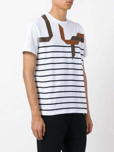 Shop Neil Barrett Abstract Striped T-shirt - White