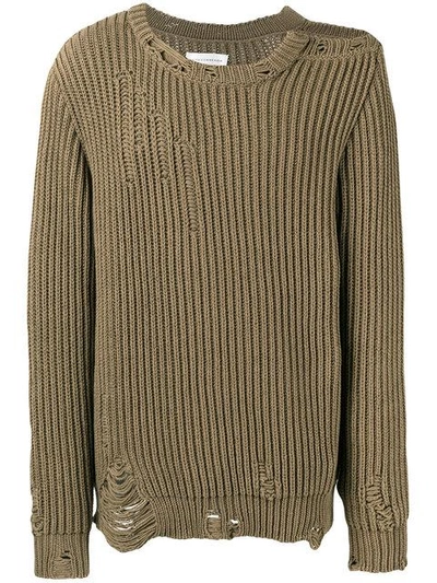 Faith Connexion Brown Distressed Crew-neck Jumper In Green