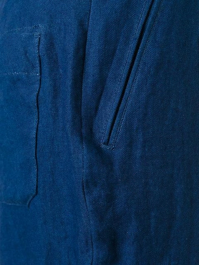 Shop Yohji Yamamoto Cropped Tuck Pants - Blue