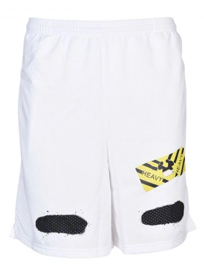 Shop Off-white Diagonal Spray Mesh Shorts In White/black