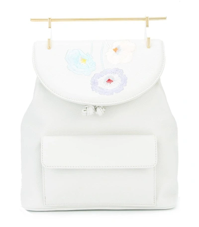 Shop M2malletier White Embroidered Leather Backpack