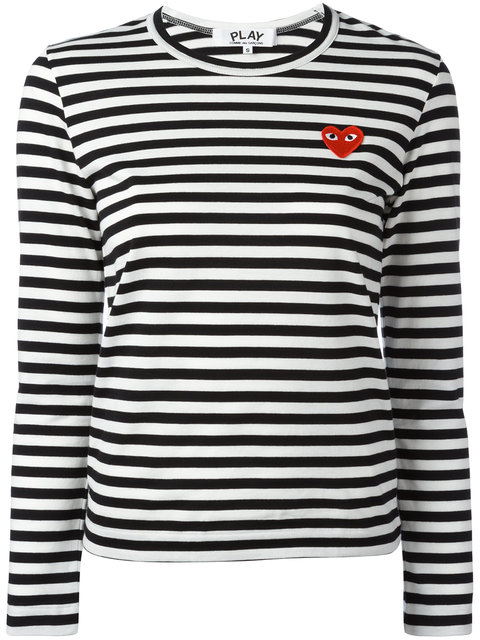 black and white striped shirt with heart