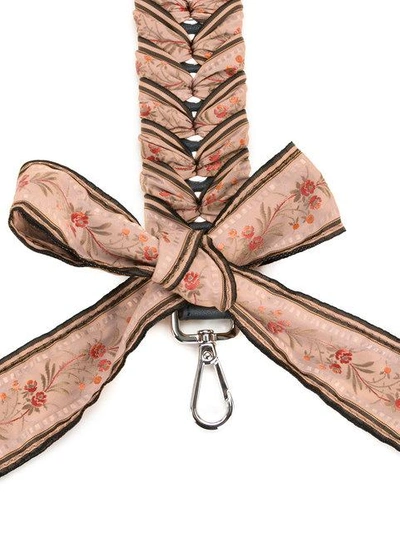 Shop Fendi Floral Bow Interchangeable Strap In Brown