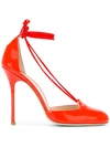 GIANNICO tied cut out pumps,PATENTLEATHER100%
