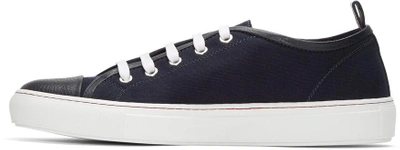 Shop Moncler Navy Canvas Sneakers