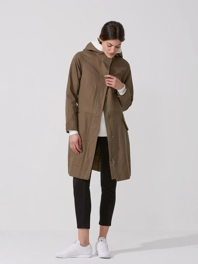 Shop Frank + Oak Cotton-linen Hooded Anorak In Olive