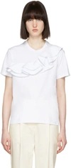 MSGM White Asymmetric Ruffle T-Shirt