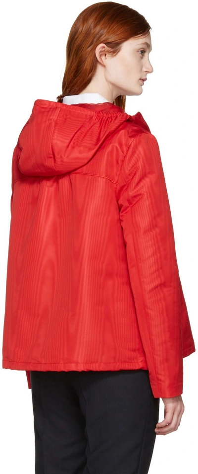 Shop Moncler Red Hooded Faille Jacket