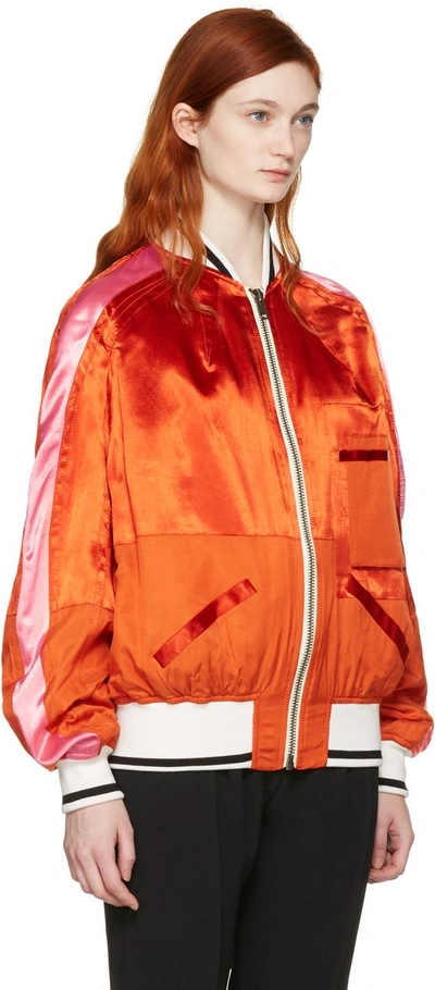 Shop Haider Ackermann Orange Patchwork Bomber Jacket