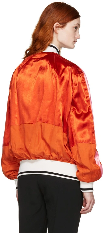 Shop Haider Ackermann Orange Patchwork Bomber Jacket