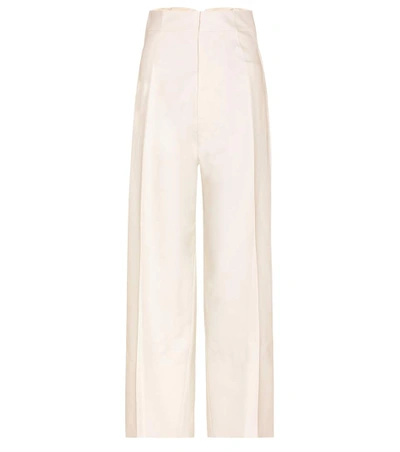 Jacquemus Cropped Cotton Trousers In White