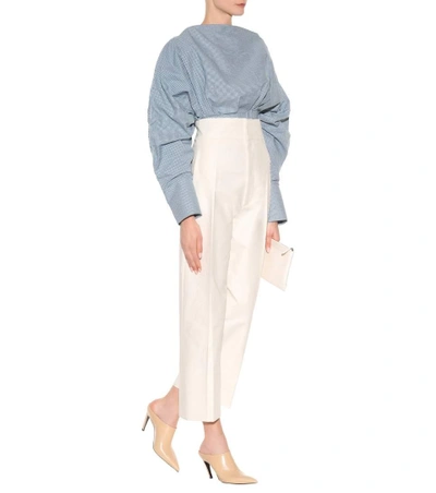 Shop Jacquemus Cropped Cotton Trousers In Ecru