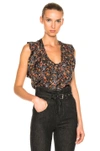 ISABEL MARANT ISABEL MARANT RIVER TOP IN ABSTRACT,FLORAL,GREEN,ORANGE,RED,HT1017 17E023I