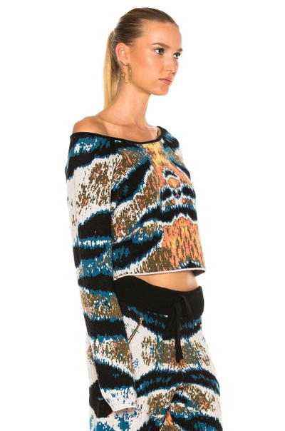 Shop Baja East Cashmere Jacquard Top In Abstract,black,blue,green,white