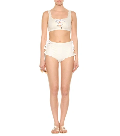 Shop Marysia Palm Springs Bikini Top In Beige