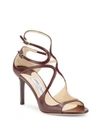 JIMMY CHOO Peep-Toe Leather Stiletto Sandals