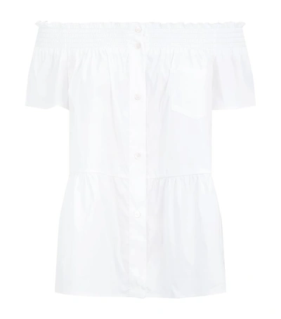 Red Valentino Off-the-shoulder Peplum Top In White