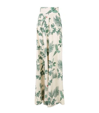 Johanna Ortiz Manaus Forest Print Palazzo Trousers In Green