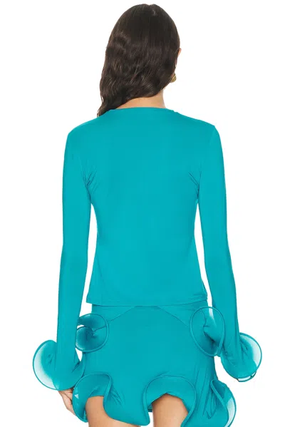 Sid Neigum Wave Sleeve Bamboo Top In Blue